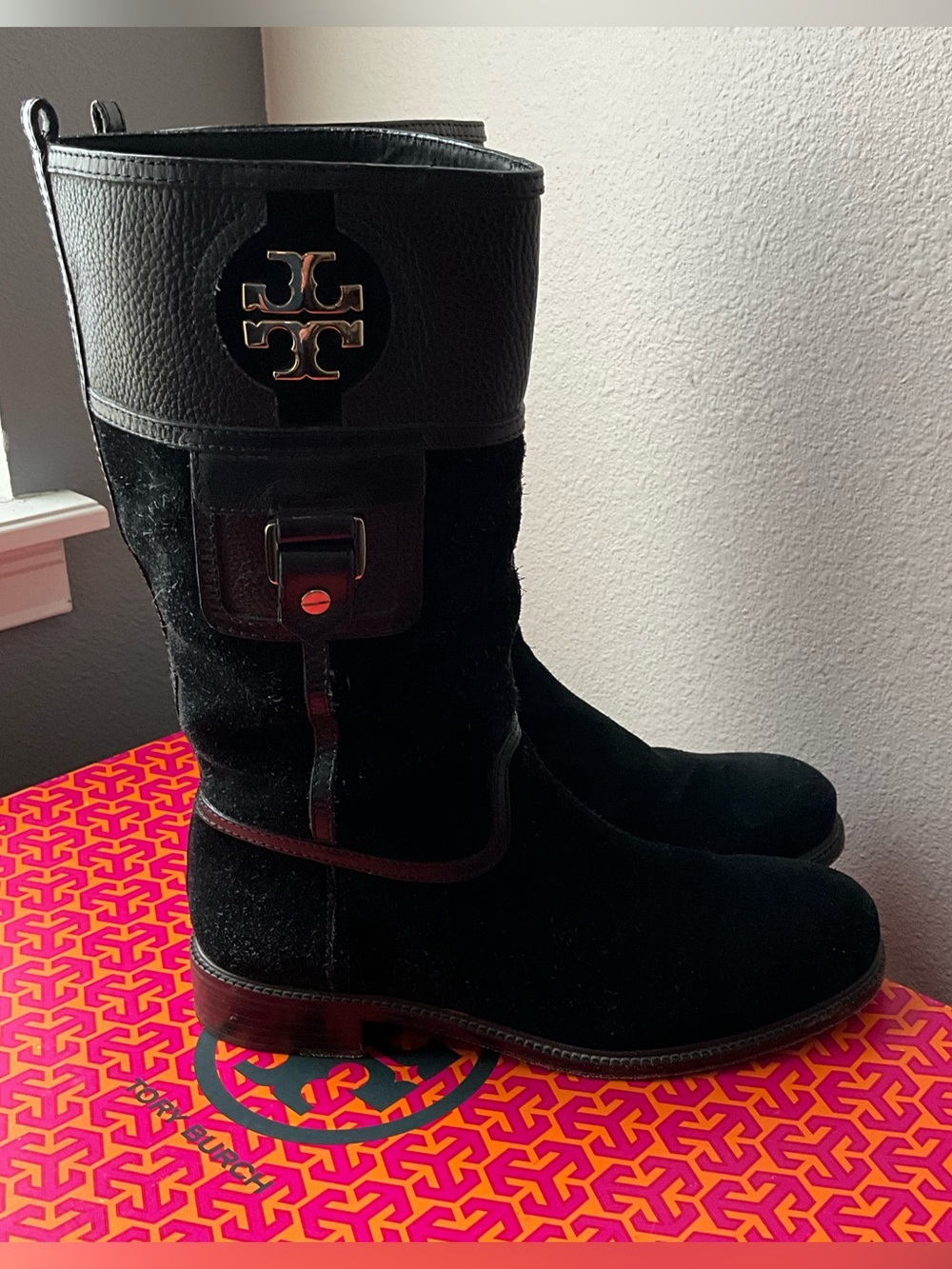 Tory Burch Alaina Leather/Suede Boots